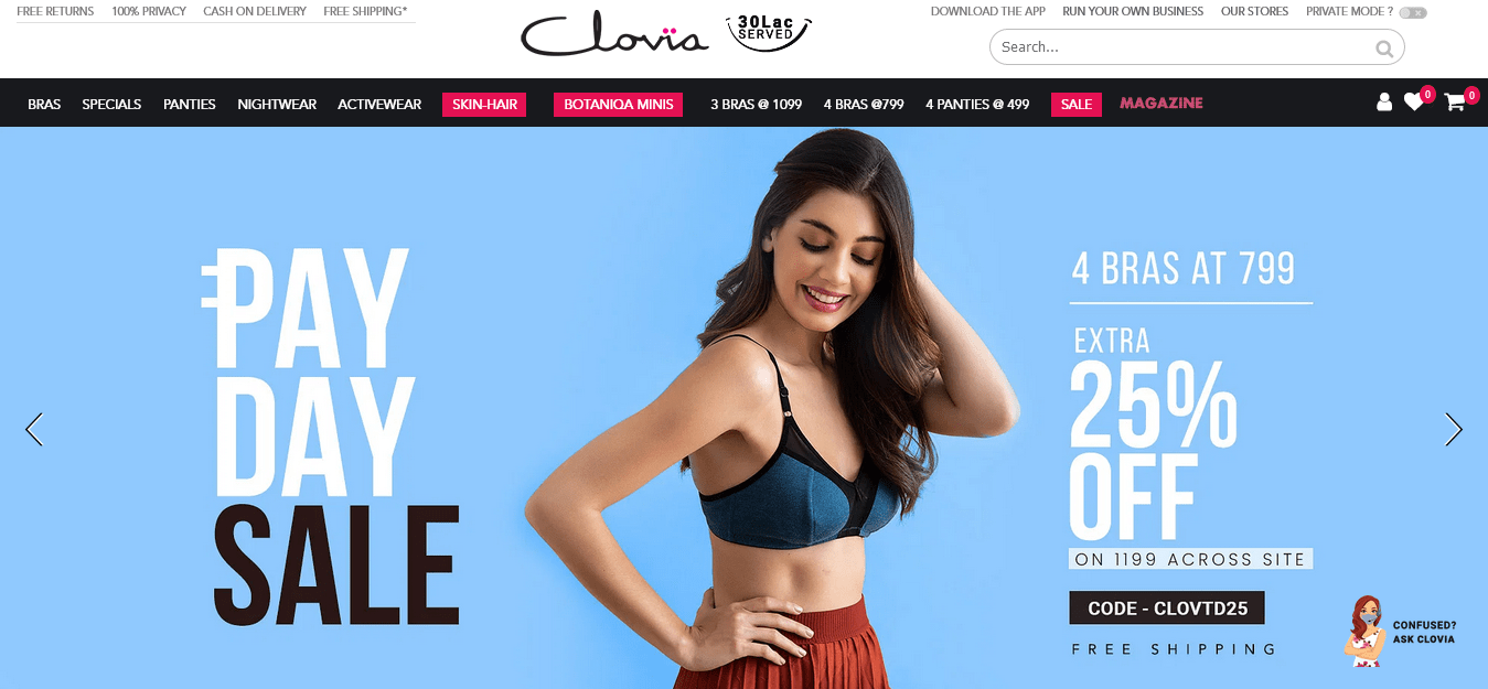 Clovia official website