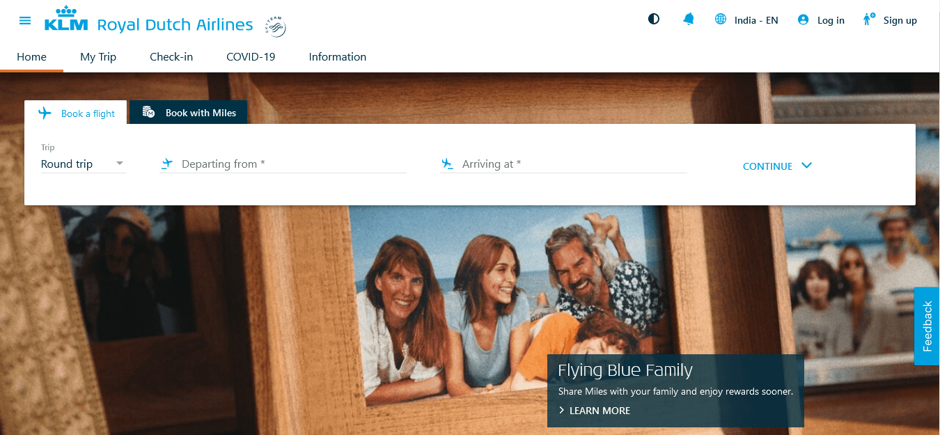 KLM Airlines official website