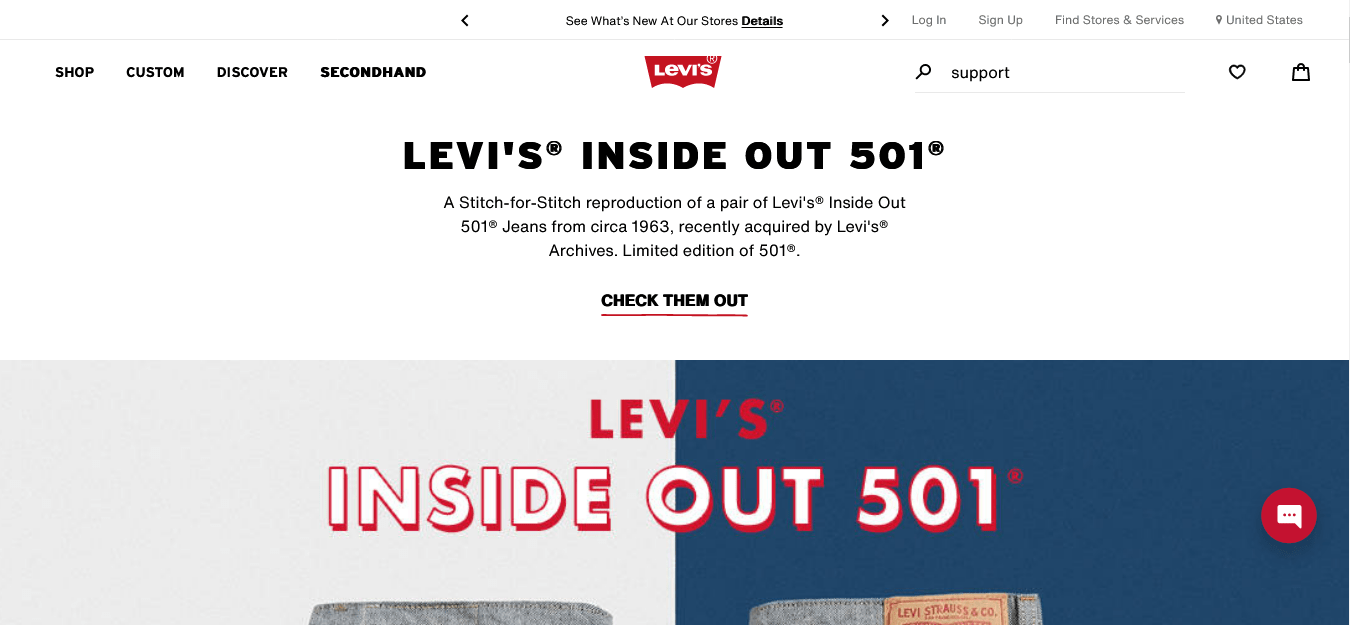 Levis official website
